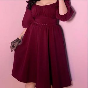 Vixen by Micheline Pitt Vacation Dress in Burgundy XS